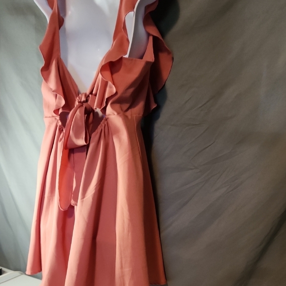 Chic Sleeveless Ruffle Dress in Terracotta - Picture 5 of 10